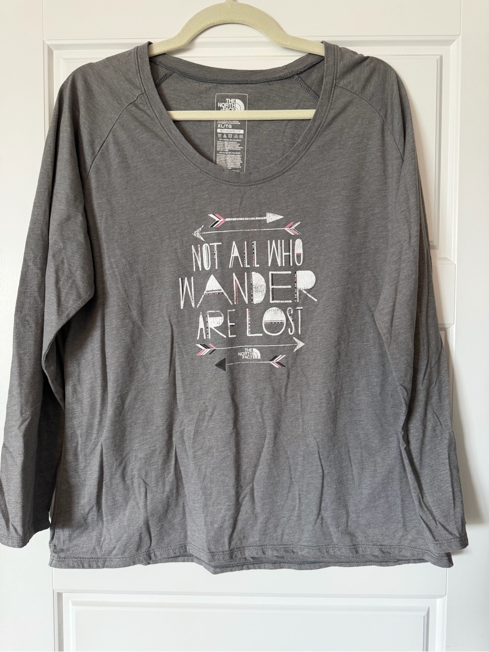 The North Face Women's Gray Long-Sleeve Graphic Tee - Not All Who Wander